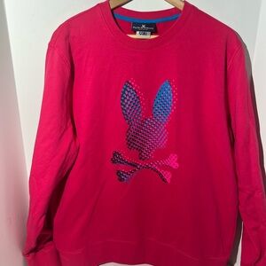 Psycho Bunny Pink Crewneck with Blue Trim